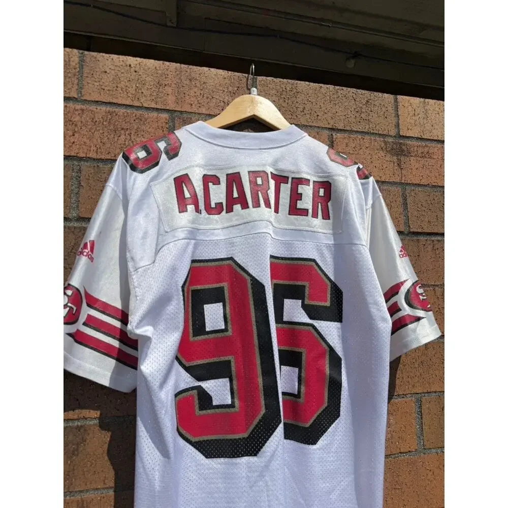 Y2K Andre Carter Vintage San Francisco 49ers White Adidas NFL Football Jersey